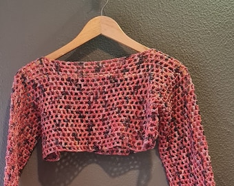 Patrón de top corto de malla de crochet, bolero de manga larga (patrón PDF)