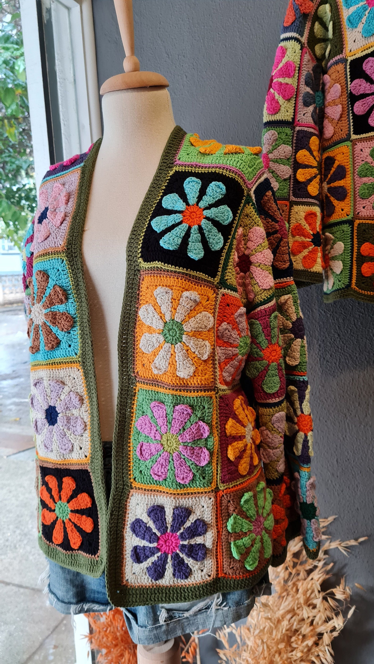 Flower Crochet Cardigan in Bright Colors Colored Flower Etsy