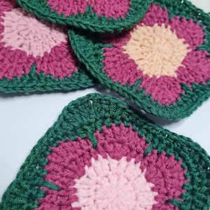 Mini Flower Crochet, Daisy Square Pattern,  Easy Flower Crochet Pattern, Written Daisy Square Pattern,