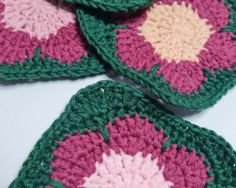 Mini Flower Crochet, Daisy Square Pattern,  Easy Flower Crochet Pattern, Written Daisy Square Pattern,