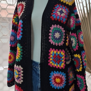 Colorful Crochet Cardigan, Four Season Sweater, Boho Jacket, Granny ...