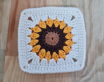 Sunburst Grandma Square Häkelanleitung: Sonnenblumen-Motiv (Digitaler Download)