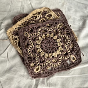 Mönster för turkiska mormorsrutor, enkel handledning för virkmotiv, bohemisk festivaltopp, virkad ruta för filt, plagg och accessoarer