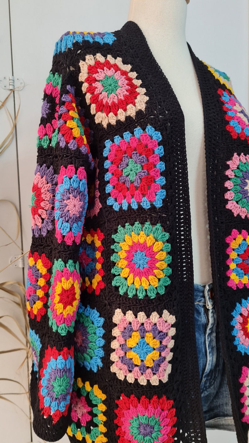 Colorful Crochet Cardigan Four Season Sweater Boho Jacket - Etsy