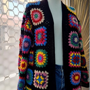 Colorful Crochet Cardigan, Four Season Sweater, Boho Jacket, Granny ...