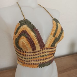 Adjustable Halter Rave Top - Crochet Crop Top - Corset Back - 50% Organic Cotton - Custom Sizes Available - Boho Top - Handmade Halter Top