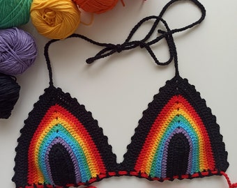 Dark Side Of The Rainbow Crochet Top - Pride Month Top - LGBTQ - Hecho a mano - Festival Summer Top