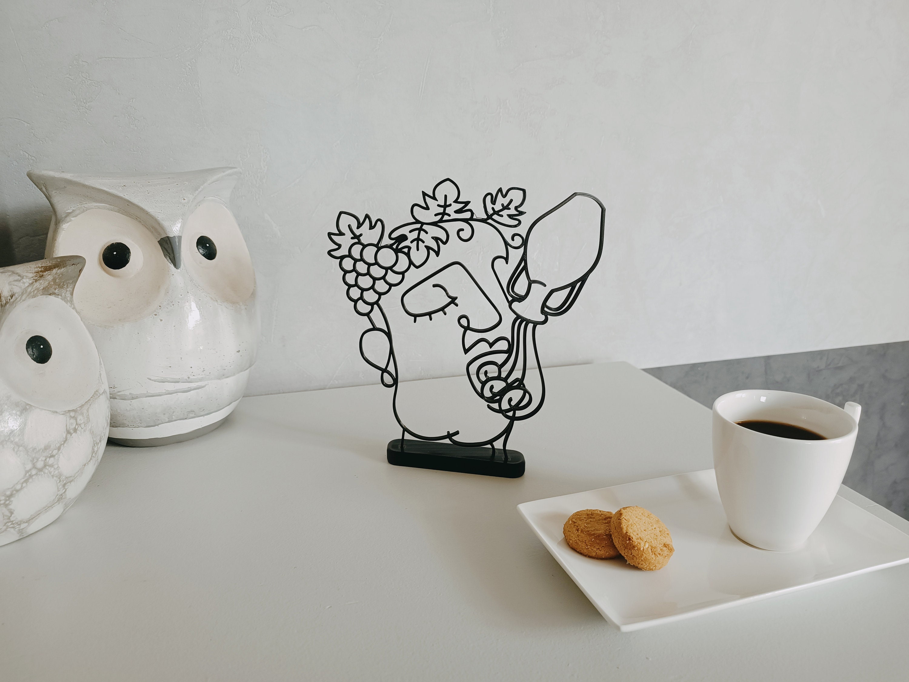 Sculpture Décoration d'intérieur, Visage Abstrait Bacchus Dans Un Style Minimaliste et Cubiste