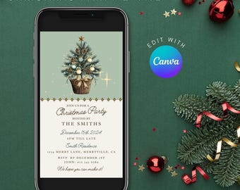 Elegant Christmas Party Invitation | Animated, Watercolor Design (Digital Download)