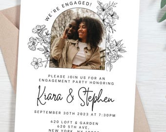 Floral Engagement Party Invitation Template | Photo Evite (Digital)
