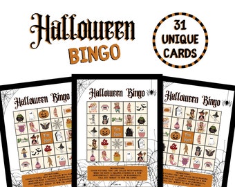 Halloween Bingo Game: Printable Party Activity with Candy Corn Markers (Instant Download)
