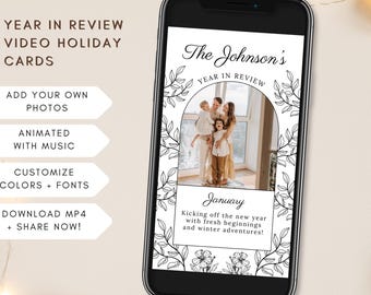 Modern Year in Review Holiday Video Card | Animated Canva Template with Photo Uploads