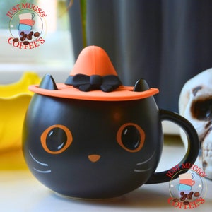 Black Cat Starbucks mug Gift Mug Halloween black cat coffee mug gift chocolate mug gift Breakfast ceramic mug coffee mug 400ml Black cat mug