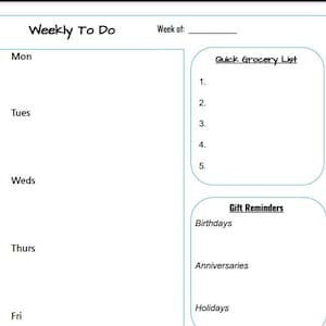 To Do List | Planner | Planner Sheets | Scheduler | Digital Print | Reminder List | Template | Grocery List | Printable | .pdf |