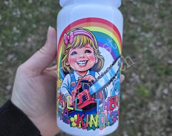 Kill With Kindness - 16oz Stainless Steel Cup :  Iced Coffee Tumbler halloween gift  Travel Mug Horror