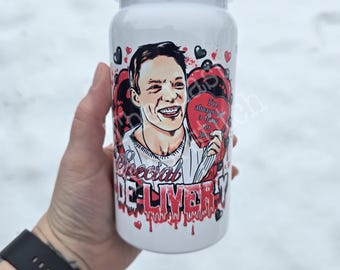 Stu Macher Valentine 16oz Stainless Steel Tumbler: Spooky Season Iced Coffee Horror Holiday Gift Travel Cup