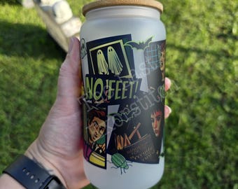 Beetleguy Pop Art - 16oz Glass Cup or Stainless Tumbler: Horror Iced Coffee Halloween Spooky Season Gift