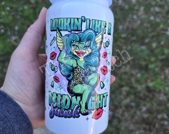 Midnight Snack 16oz  Stainless Steel Tumbler: Iced Coffee Spooky Season Halloween Holiday Gift Travel Cup