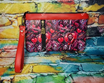 Valentine Horror - Vinyl Zippy Clutch Wristlet