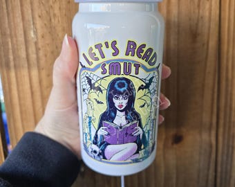 Lets Read Smut 16oz Stainless Steel Tumbler: Spooky Season Iced Coffee Holiday Gift Halloween Travel Cup
