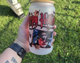 Sleepy Hollow - 16oz Glass Cup or Stainless Tumbler: Horror Iced Coffee Halloween Spooky Holiday Gift Travel Cup