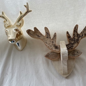 Antlers Reindeer Moose Gold Wood Decoration Christmas Skandi Shabby