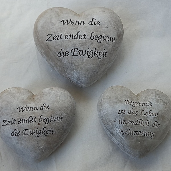 Grabherz aus Polyresin, Liebe in Ewigkeit Herz Friedhof Spruch Allerheiligen Muttertag