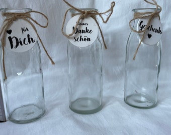 Vase Geschenk Spruch Shabby Skandi Geschenk für dich Dankeschön 3er Set