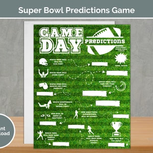 Super Bowl Predictions Game ~ Football Party Games ~ Printable Digital ...