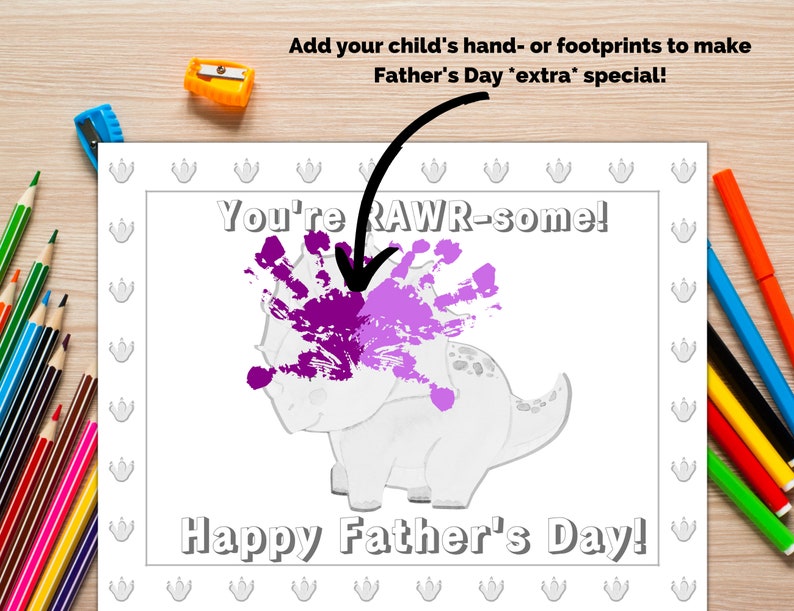 Father's Day Handprint Coloring Pages Printable Digital Download 4