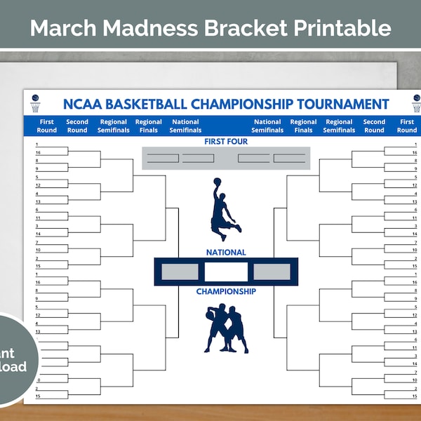 March Madness Bracket Pdf Fillable Etsy