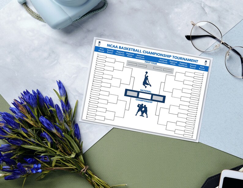 March Madness ~ Fillable PDF Tournament Bracket ~ Basketball Fantasy ...