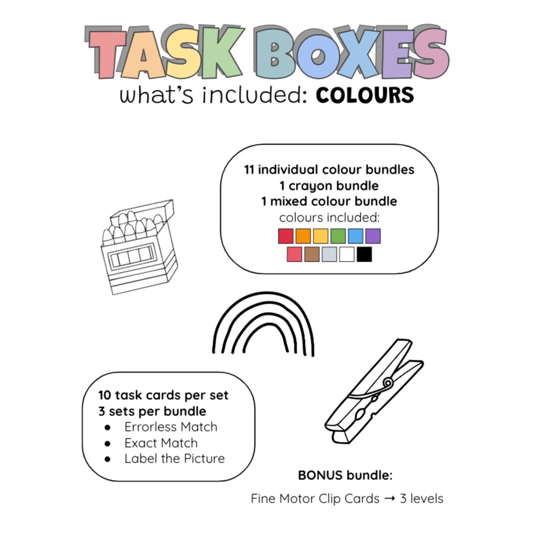 Task Boxes Colors Task Box Activities Colours - Etsy
