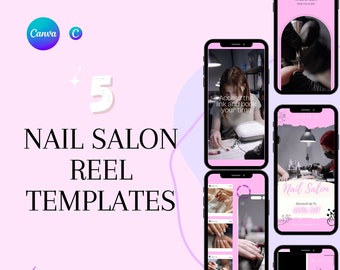 5 Instagram Video Reel Templates |Nails Salon Reel | Canva Templates | Reel Templates | Instagram Content | Reel Content for Ig