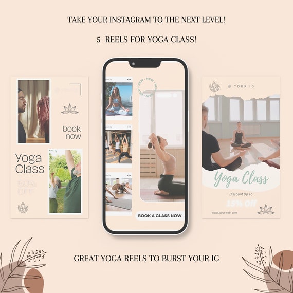 5 Instagram Video Reel Templates yoga Reel Canva Templates Reel Templates  Instagram Content Reel Content for Ig Yoga Ig Tiktok 