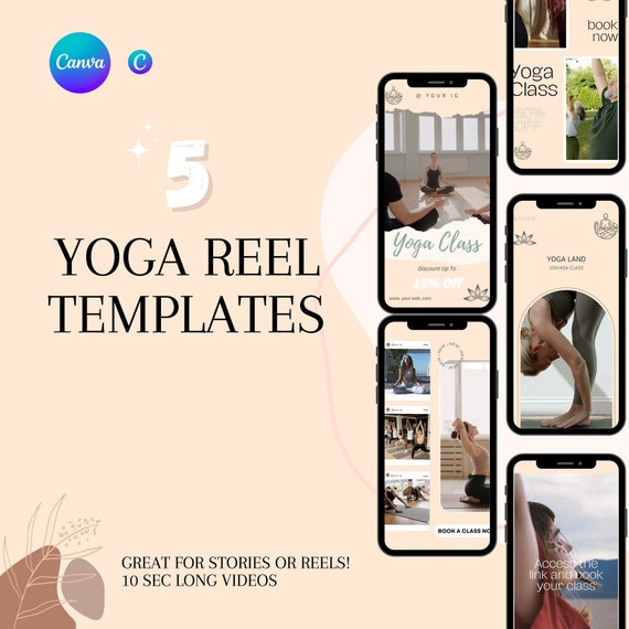 5 Instagram Video Reel Templates yoga Reel Canva Templates Reel