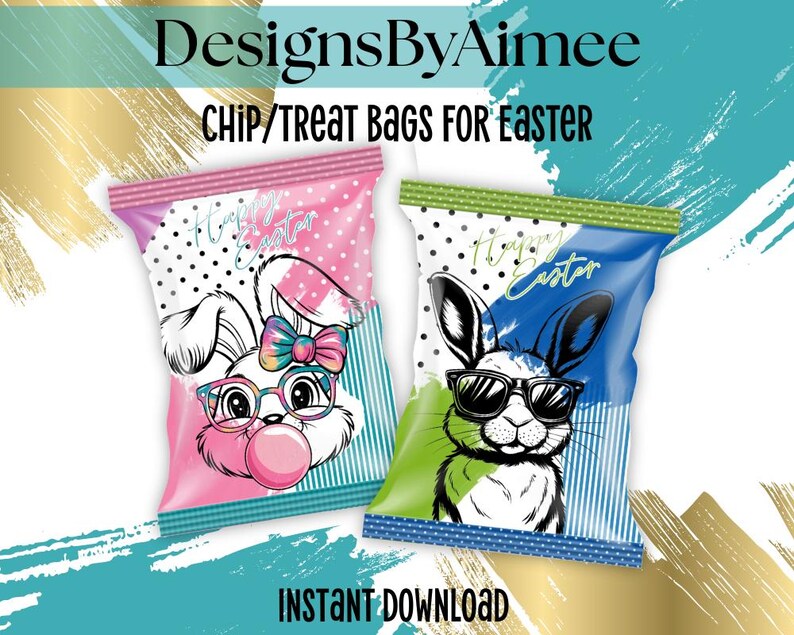 Bunny Easter Chip Bag Printable | Party Favor Treat Bags (instant ...