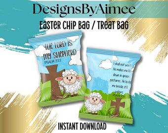 Bolsa de papas fritas de Pascua cristiana imprimible / Diseño de bolsa de golosinas del Salmo 23:1 (Descarga digital)