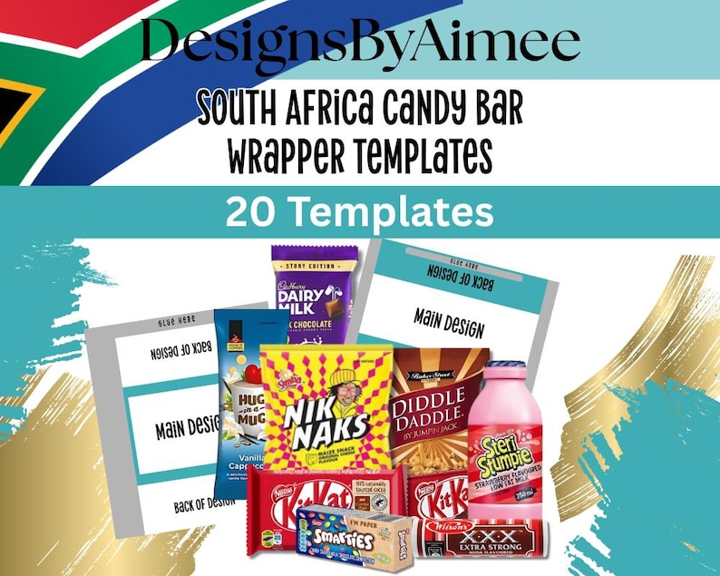 South Africa Candy Bar Wrapper Templates | 20 Snack Labels (digital ...