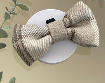 Herringbone Tweed Dog Pet Bow Tie - Brown