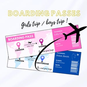 EDITABLE Boarding pass - Girls trip / boys trip