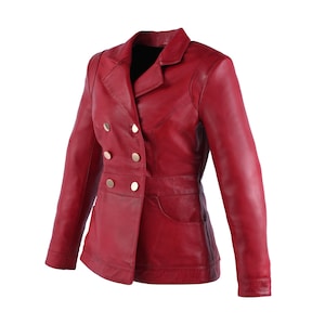 Women Jacket Red leather custom made to your size. Real Lamb Leathers A-Quality