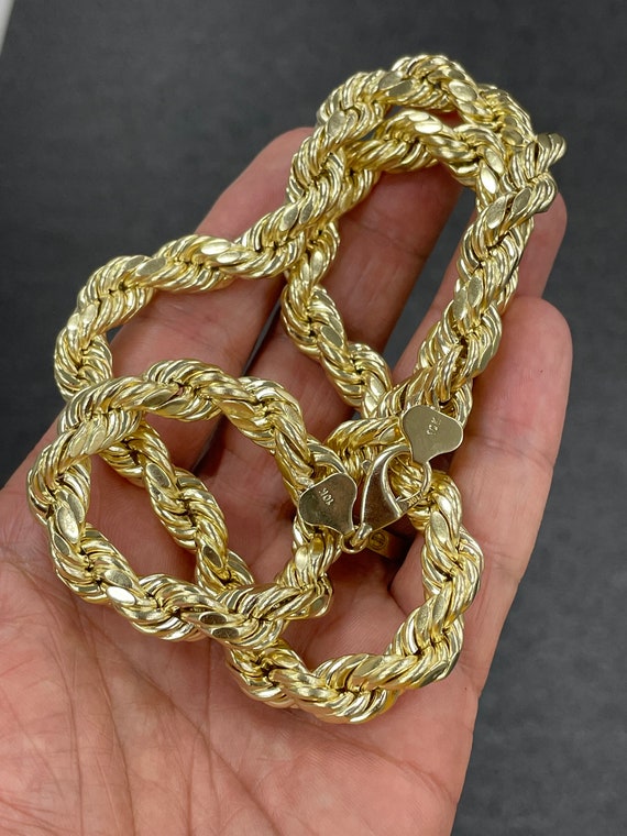 10mm 10k Real Gold Rope Chain - Etsy
