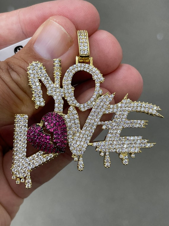 No Love Pendant & Rope Chain Etsy