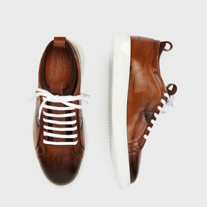 Brown leather men's shoes handmade / FASHIONABLE MEN'S SNEAKER image 2