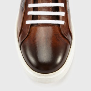 Brown leather men's shoes handmade / FASHIONABLE MEN'S SNEAKER image 3
