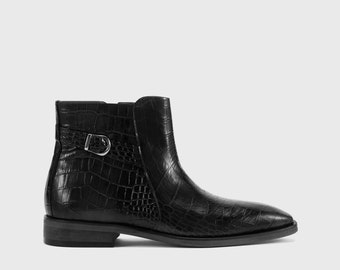 Black men's boots Handmade business ankle boots