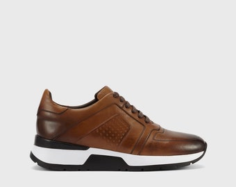 Handmade men's lace-up in calfskin men's sneakers