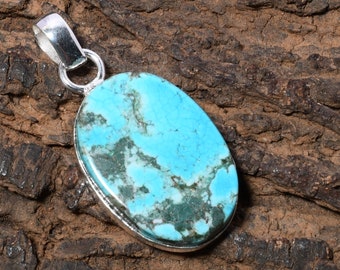 Turquoise Gemstone 925 Sterling Silver Handmade Pendant Necklace