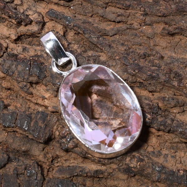 Pink Kunzite Gemstone 925 Sterling Silver Pendant Necklace For Christmas Gift Pink Kunzite Handmade Pendant